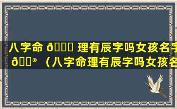 八字命 🐕 理有辰字吗女孩名字 💮 （八字命理有辰字吗女孩名字怎么取）